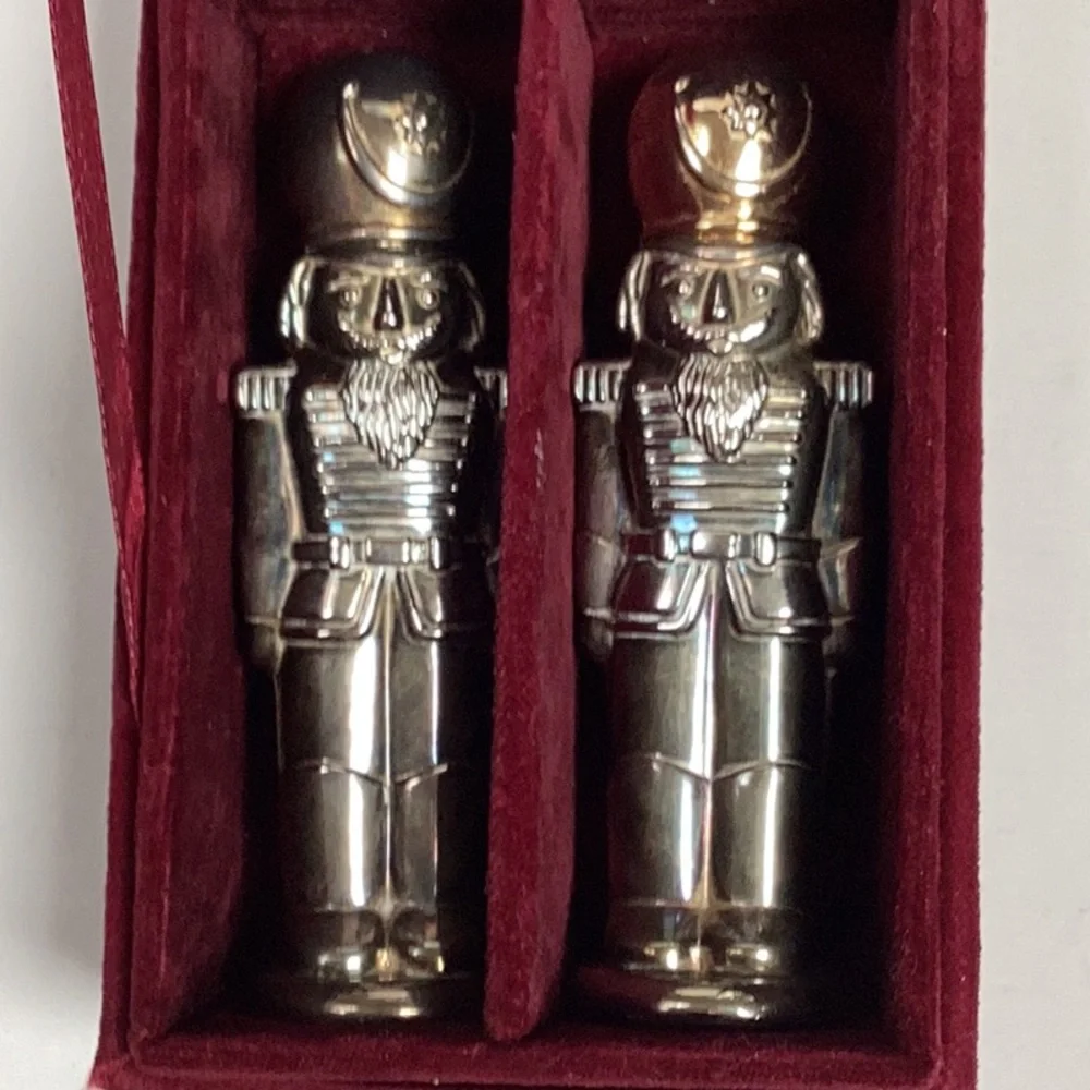 Silver Gallery 1994 Godinger Silver Plated Nutcracker Soldier Set Velvet Box